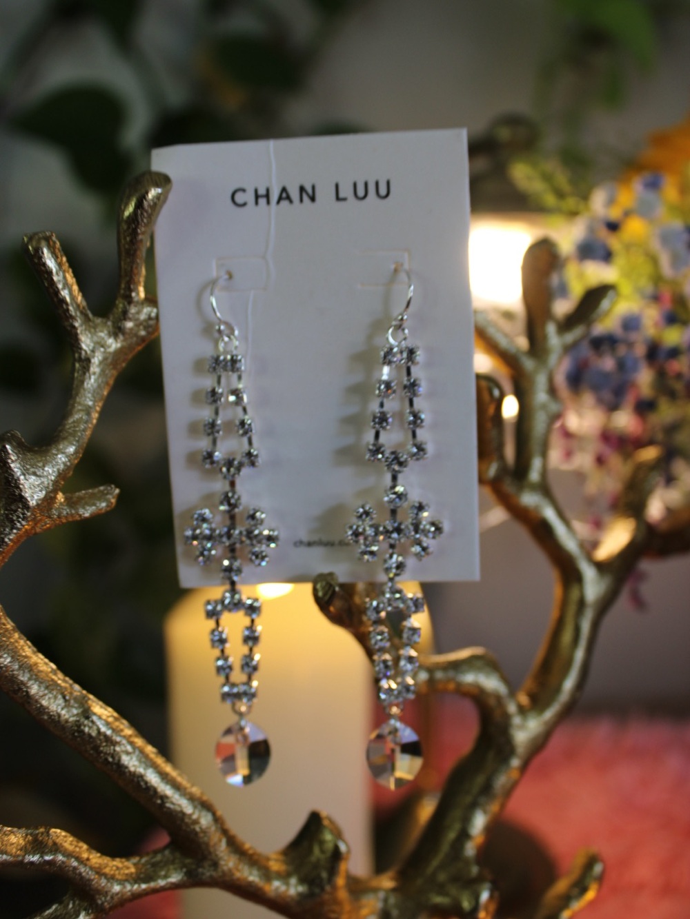 Chan Luu Silver Crystal Chandelier Drop Earrings - Picture 8 of 8